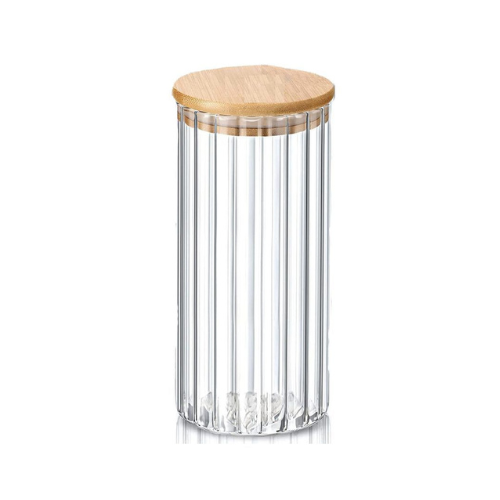FRASCO DE VIDRIO DECORADO TAPA BAMBU - 1200ml