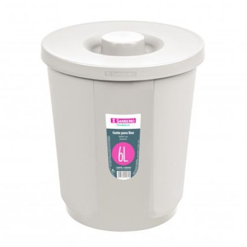 PAPELERA CON TAPA DE 6lts - BEIGE