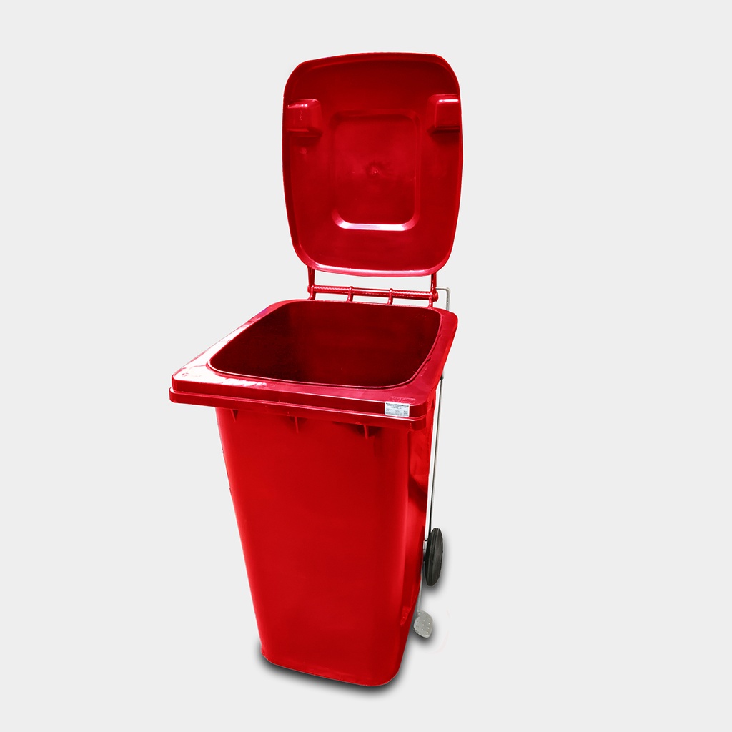 CONTENEDOR P/RES C/RUE/PED 240L ROJO