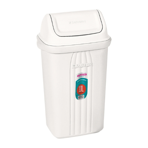 BASURERO 10lts TAPA VAIVEN BEIGE