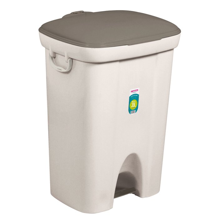BASURERO 36lts CON TAPA Y PEDAL BEIGE